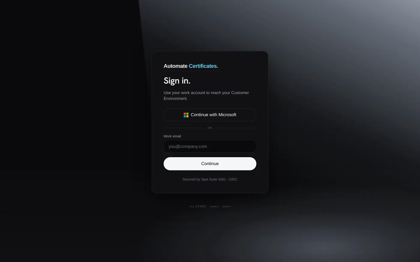 Automate Certificates sign-in screen